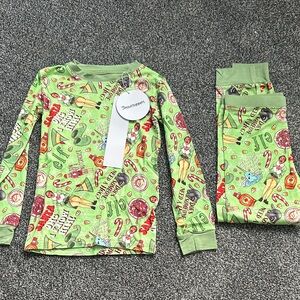 Green Kids Pajamas with Fun Print